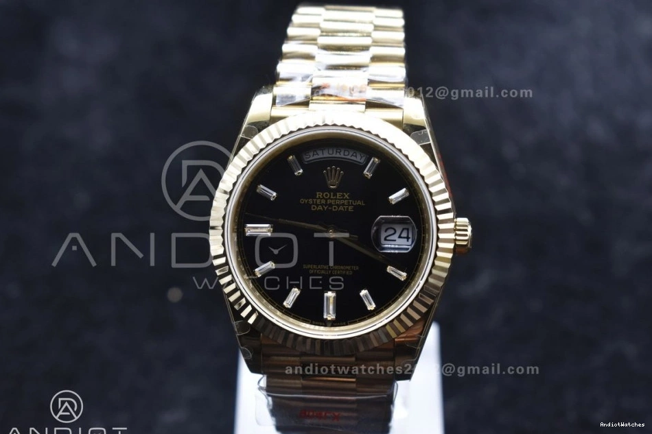 A2836 DayDate Tungsten Bracelet GMF Original 701 V RG President On Steel 904L Black Markers Weighted 40 with Dial Crystal 1220